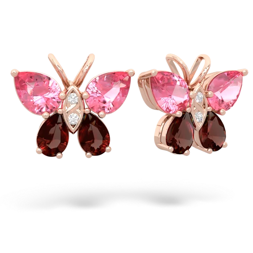 pink sapphire-garnet butterfly earrings