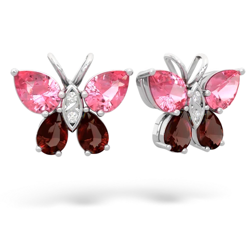 pink sapphire-garnet butterfly earrings