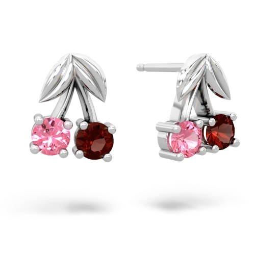 pink sapphire-garnet cherries earrings