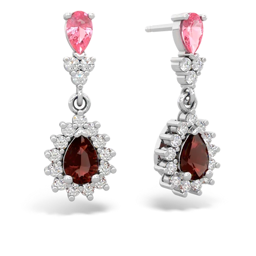 pink sapphire-garnet dangle earrings