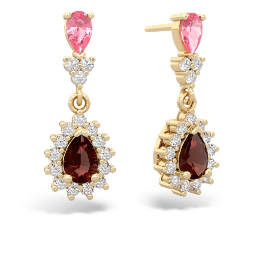 pink sapphire-garnet dangle earrings