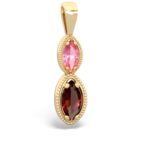 pink sapphire-garnet antique milgrain pendant