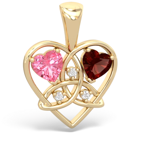 pink sapphire-garnet celtic heart pendant