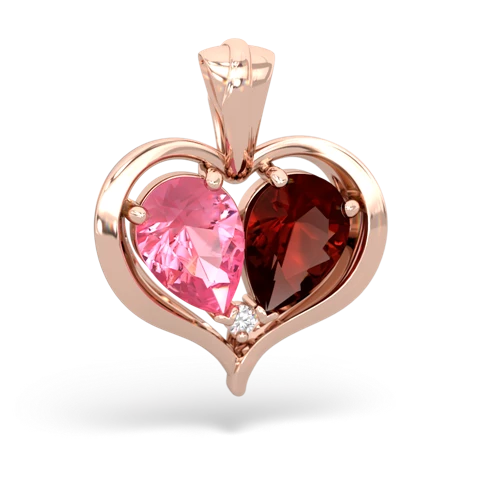 pink sapphire-garnet half heart whole pendant