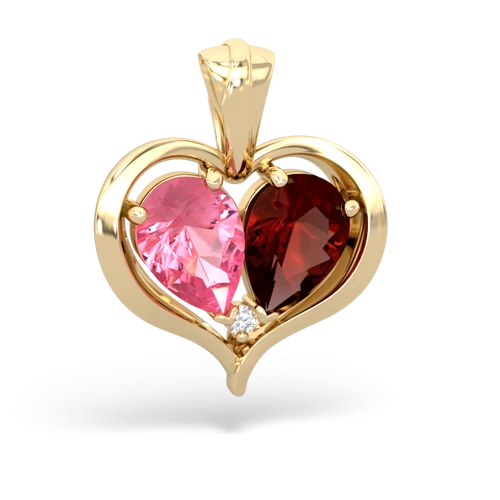 pink sapphire-garnet half heart whole pendant