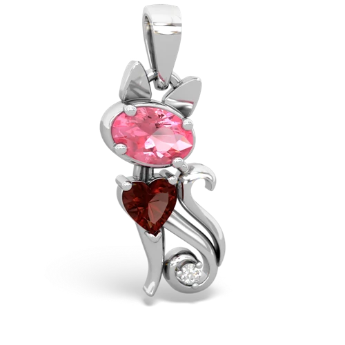 pink sapphire-garnet kitten pendant