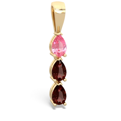 pink sapphire-garnet three stone pendant
