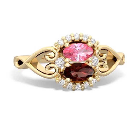 pink sapphire-garnet antique keepsake ring