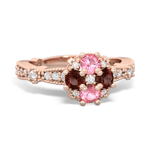 pink sapphire-garnet art deco engagement ring