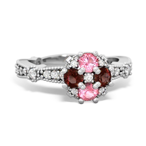 pink sapphire-garnet art deco engagement ring