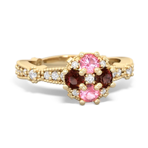 pink sapphire-garnet art deco engagement ring