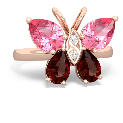 pink sapphire-garnet butterfly ring