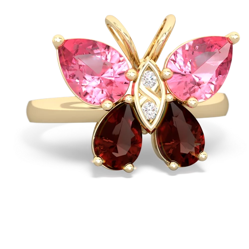 pink sapphire-garnet butterfly ring