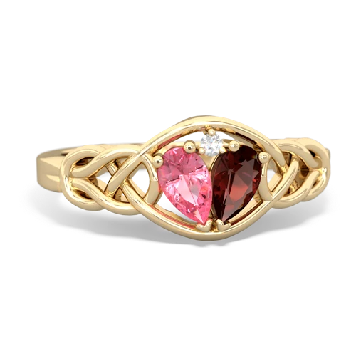 pink sapphire-garnet celtic knot ring