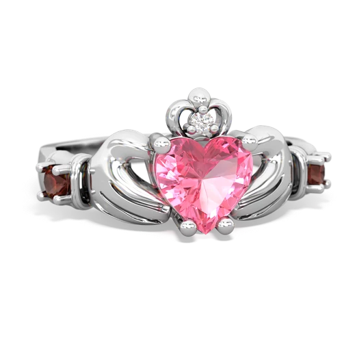 pink sapphire-garnet claddagh ring