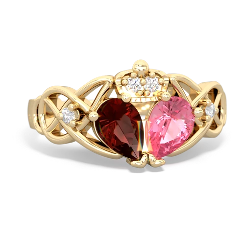 pink sapphire-garnet claddagh ring