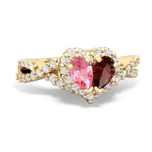 pink sapphire-garnet engagement ring