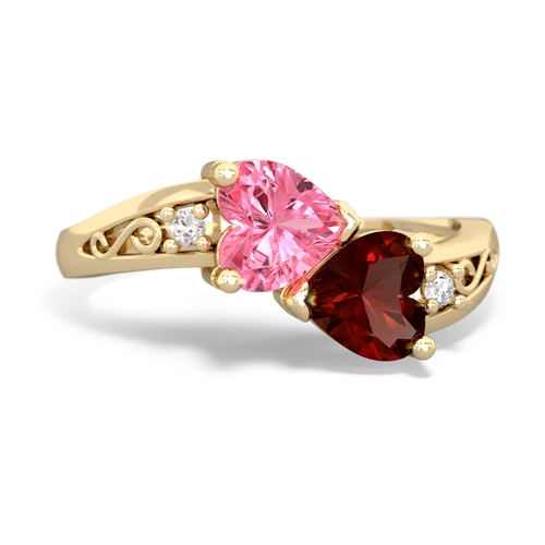 pink sapphire-garnet filligree ring