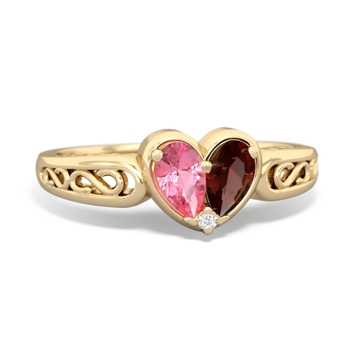 pink sapphire-garnet filligree ring