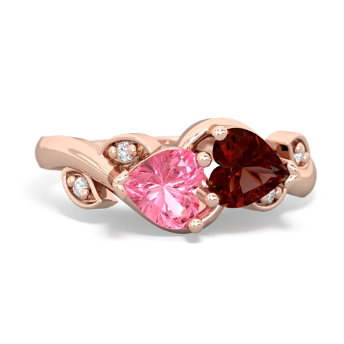pink sapphire-garnet floral keepsake ring