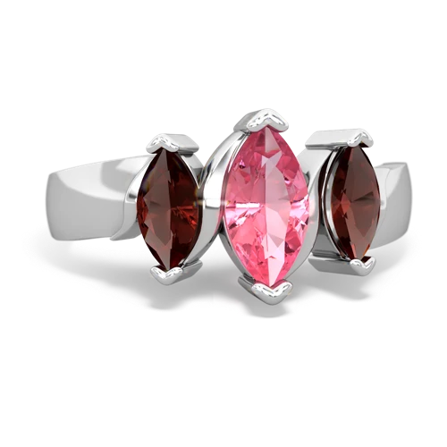 Lab Pink Sapphire Lab Created Pink Sapphire with Genuine Garnet and Genuine Peridot Three Peeks ring Ring