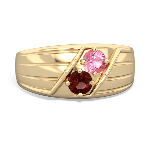 pink sapphire-garnet mens ring