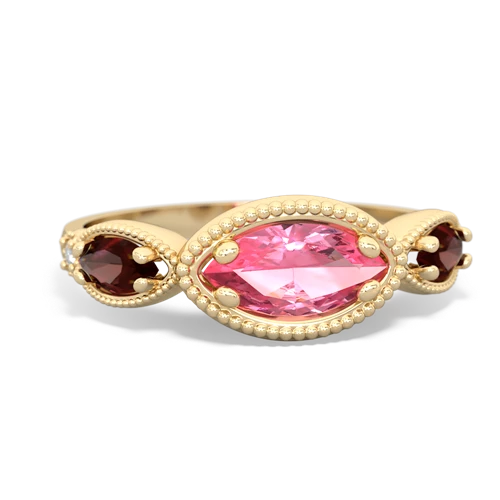 Lab Pink Sapphire Lab Created Pink Sapphire with Genuine Garnet and Genuine Peridot Antique Style Keepsake ring Ring