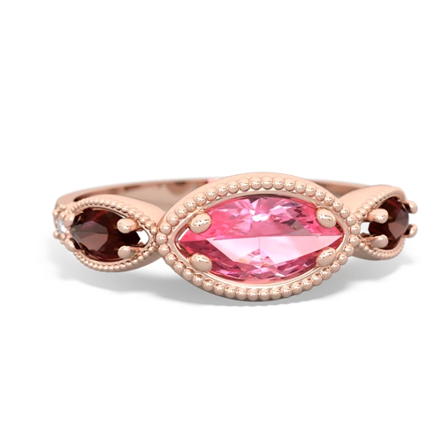 pink sapphire-garnet milgrain marquise ring