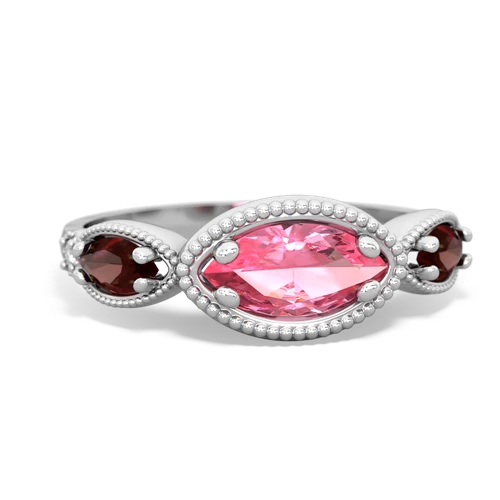 pink sapphire-garnet milgrain marquise ring