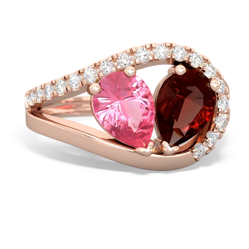 pink sapphire-garnet pave heart ring