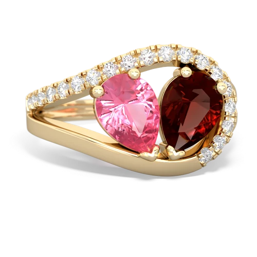 pink sapphire-garnet pave heart ring