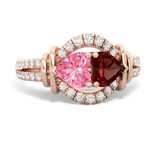 pink sapphire-garnet pave keepsake ring