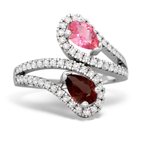 pink sapphire-garnet pave swirls ring