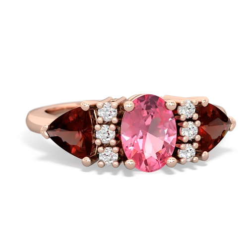 Lab Pink Sapphire Lab Created Pink Sapphire with Genuine Garnet and Genuine Peridot Antique Style Three Stone ring Ring