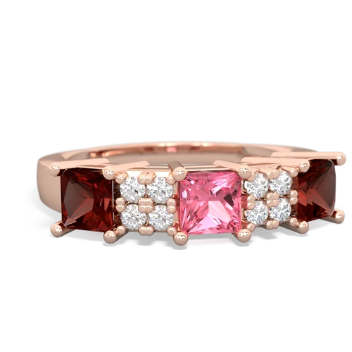 Lab Pink Sapphire Lab Created Pink Sapphire with Genuine Garnet and Genuine Peridot Three Stone ring Ring