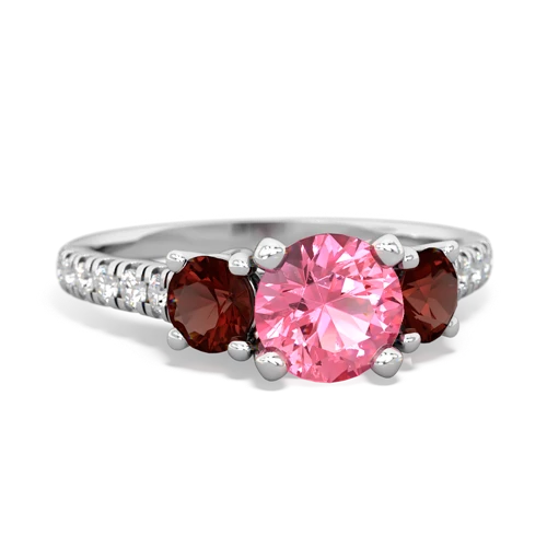 Lab Pink Sapphire Lab Created Pink Sapphire with Genuine Garnet and Genuine Peridot Pave Trellis ring Ring