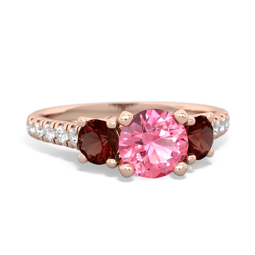 pink sapphire-garnet trellis pave ring