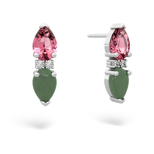 pink sapphire-jade bowtie earrings