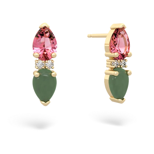 pink sapphire-jade bowtie earrings