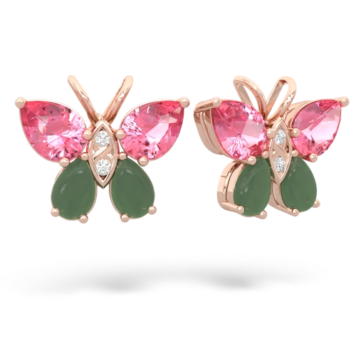 pink sapphire-jade butterfly earrings