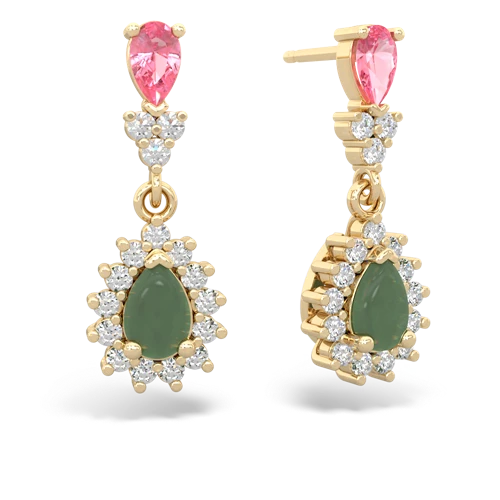 pink sapphire-jade dangle earrings