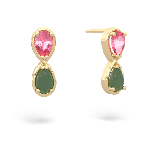 pink sapphire-jade infinity earrings