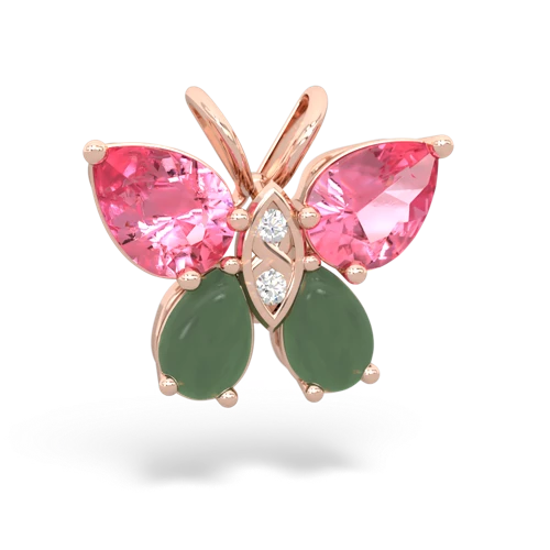 pink sapphire-jade butterfly pendant