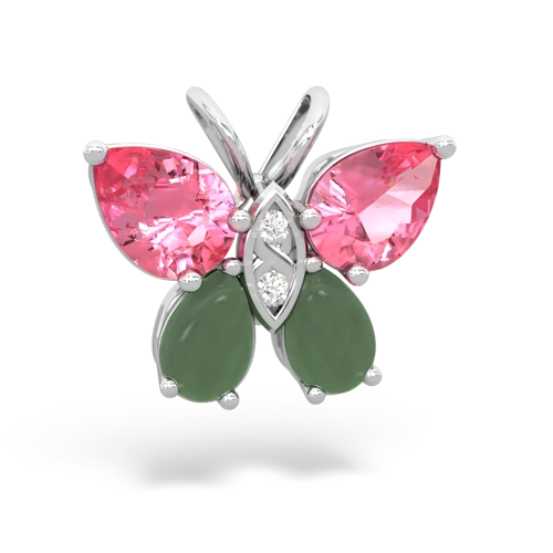 pink sapphire-jade butterfly pendant