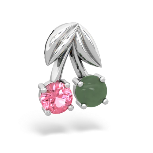 pink sapphire-jade cherries pendant