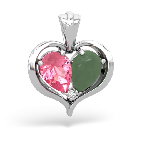 pink sapphire-jade half heart whole pendant