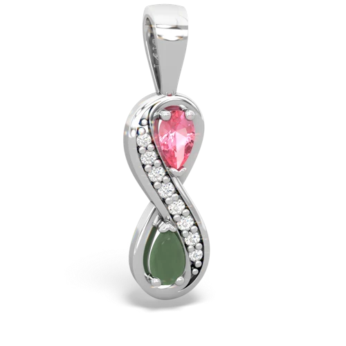 pink sapphire-jade keepsake infinity pendant