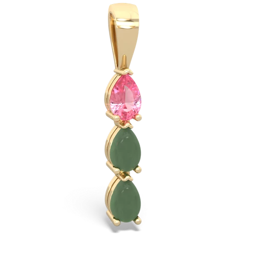 pink sapphire-jade three stone pendant