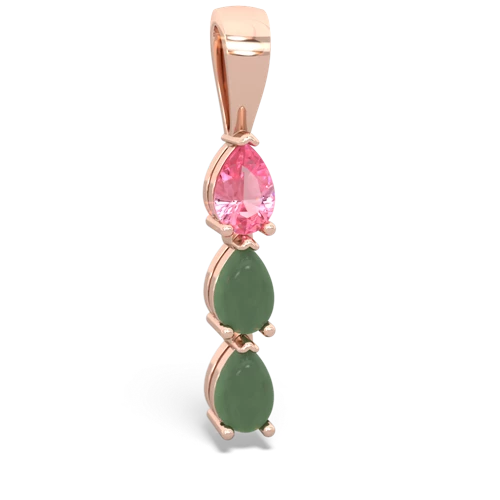 pink sapphire-jade three stone pendant