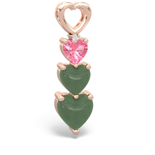 pink sapphire-jade three stone pendant